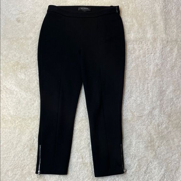 St. John Women’s Black Wool Blend Ankle Pants With Zip Hem Sz 2 - Picture 1 of 10